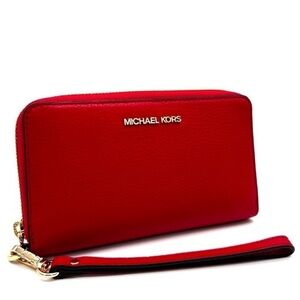 Michael Kors JST LG Flat MF Phone Case Wallet Red/Gold